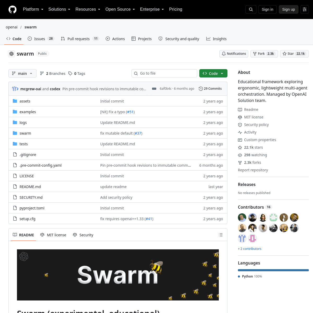 OpenAI Swarm 网站截图