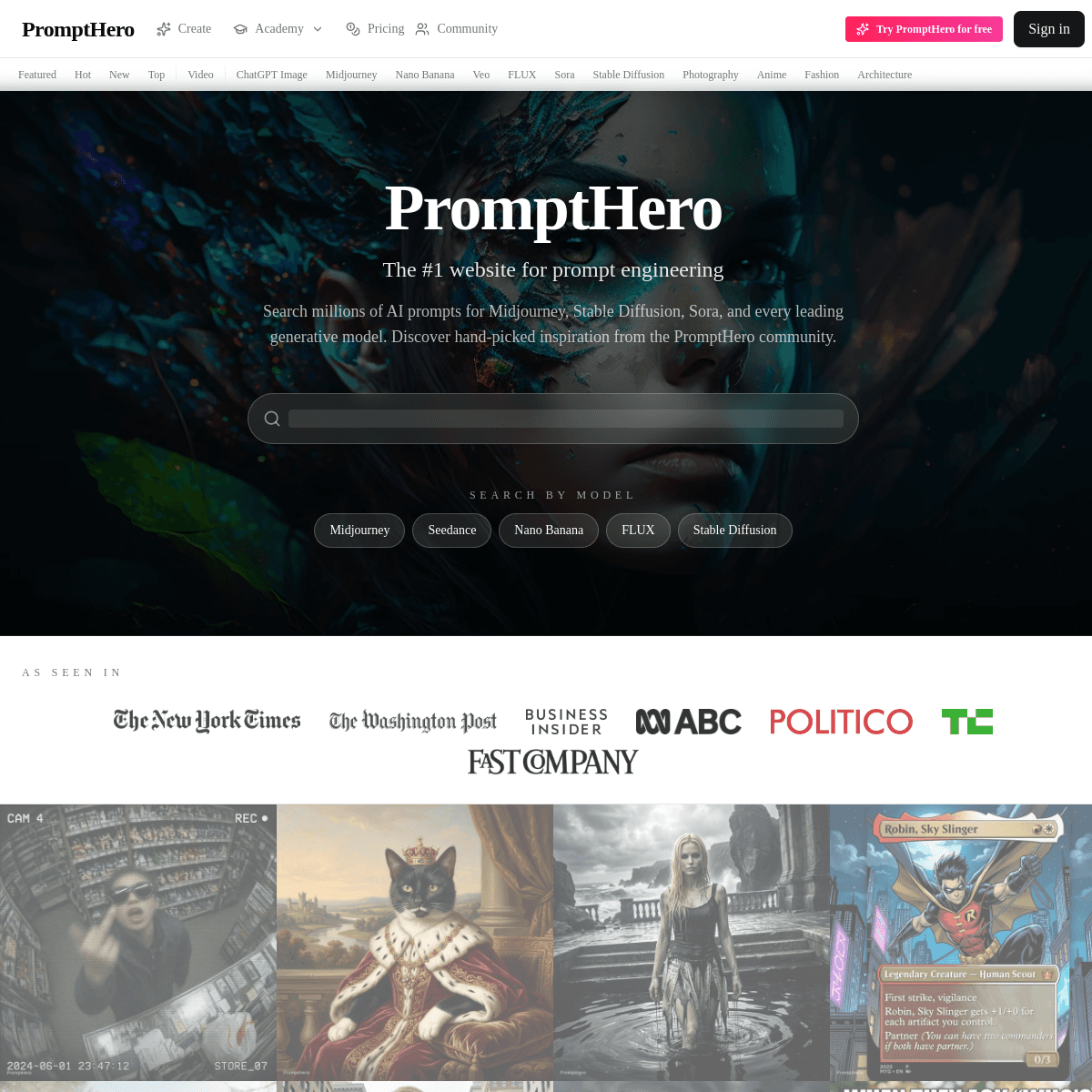 PromptHero 网站截图