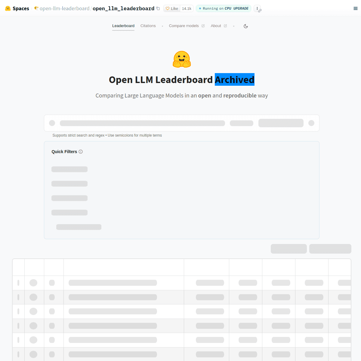 LLM Leaderboard 网站截图